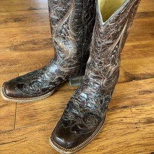 Corral Boots 7.5 Python Inlay Square Toe